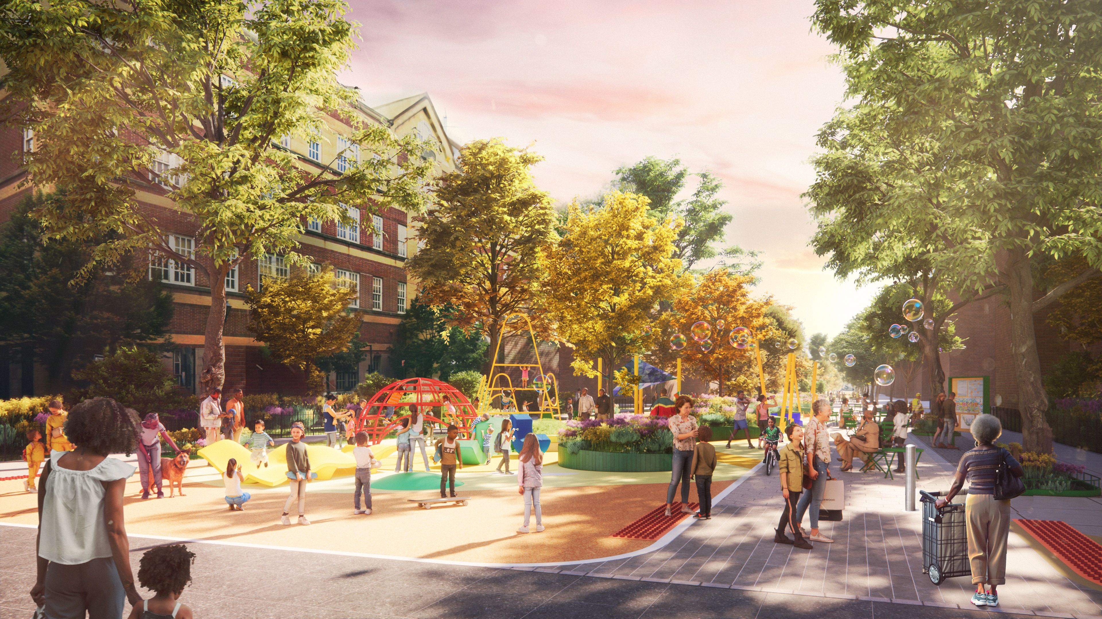 Paseo Park, Conceptual Rendering, Jackson Heights, NY, WXY.
