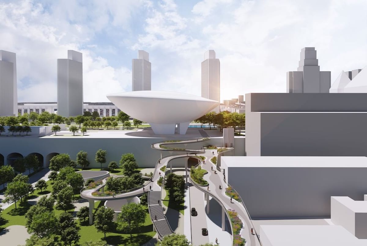 Rendering of the Downtown Walkway as a connector between the Plaza and downtown.