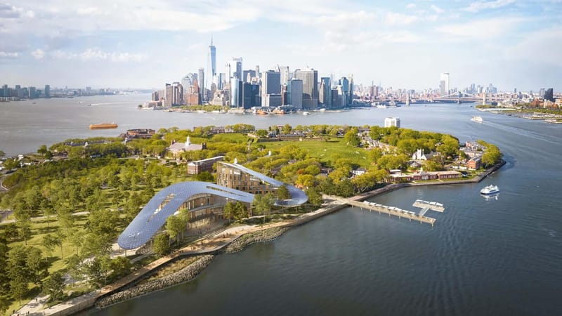 SOM and Stony Brook-led consortium reveal updated renderings for the Center of Climate Solutions on Governors Island 