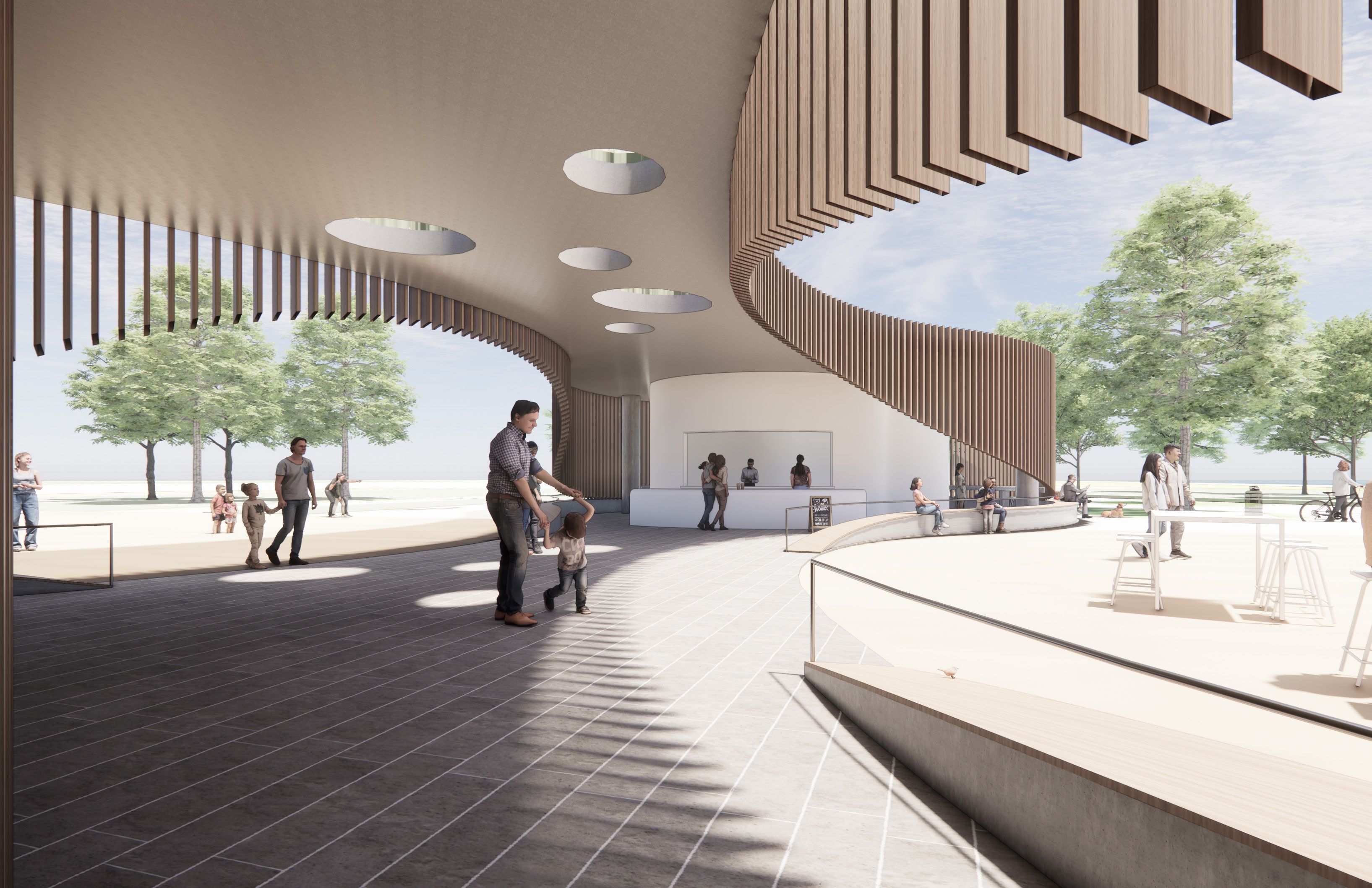 The proposed North Cove building would house restrooms and concessions. 